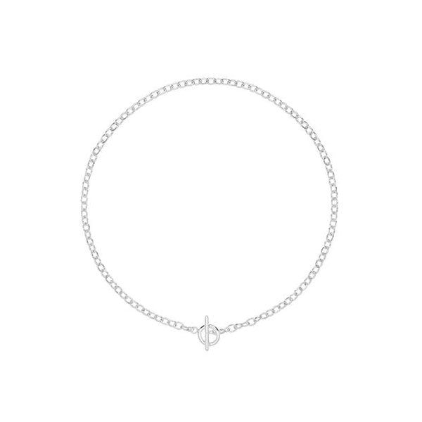 SILVER ROLLO T BAR NECKLET