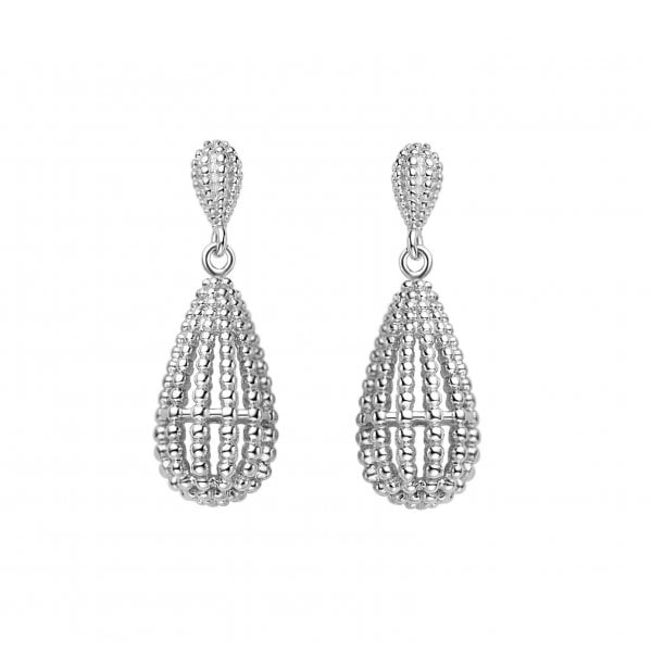 Bella White Rhodium Plated Drop Earrings