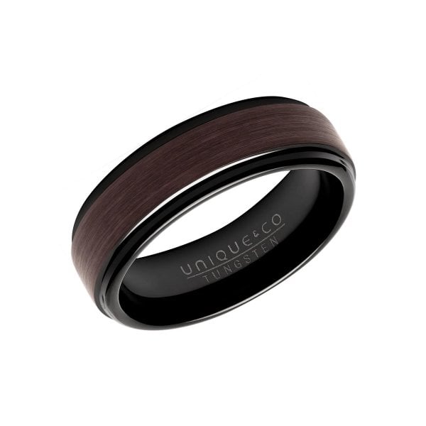 Gents Tungsten Ring Black & Brown Plating SIZE 62