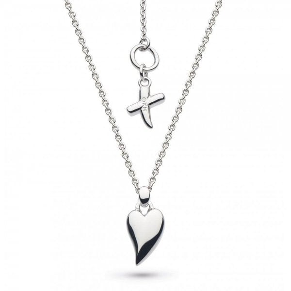 Desire Kiss Rhodium Plate Mini Heart 17" Necklace