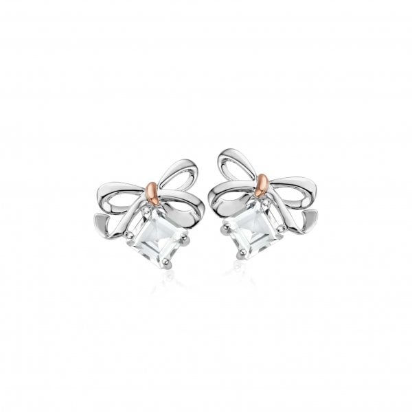 Christmas Bow Silver Stud Earrings