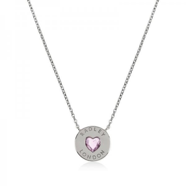 Stone Heart Disc Necklace