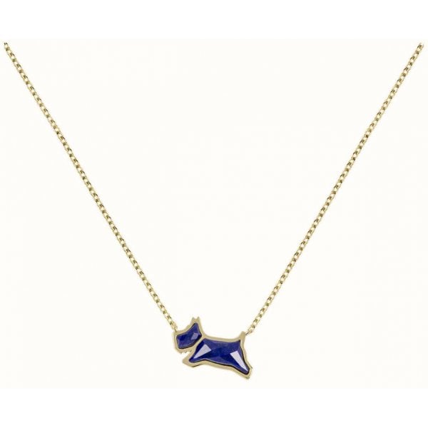 Gold and Blue Stone Dog Necklace