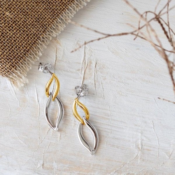 Entwine Twine Link Golden Drop Earrings