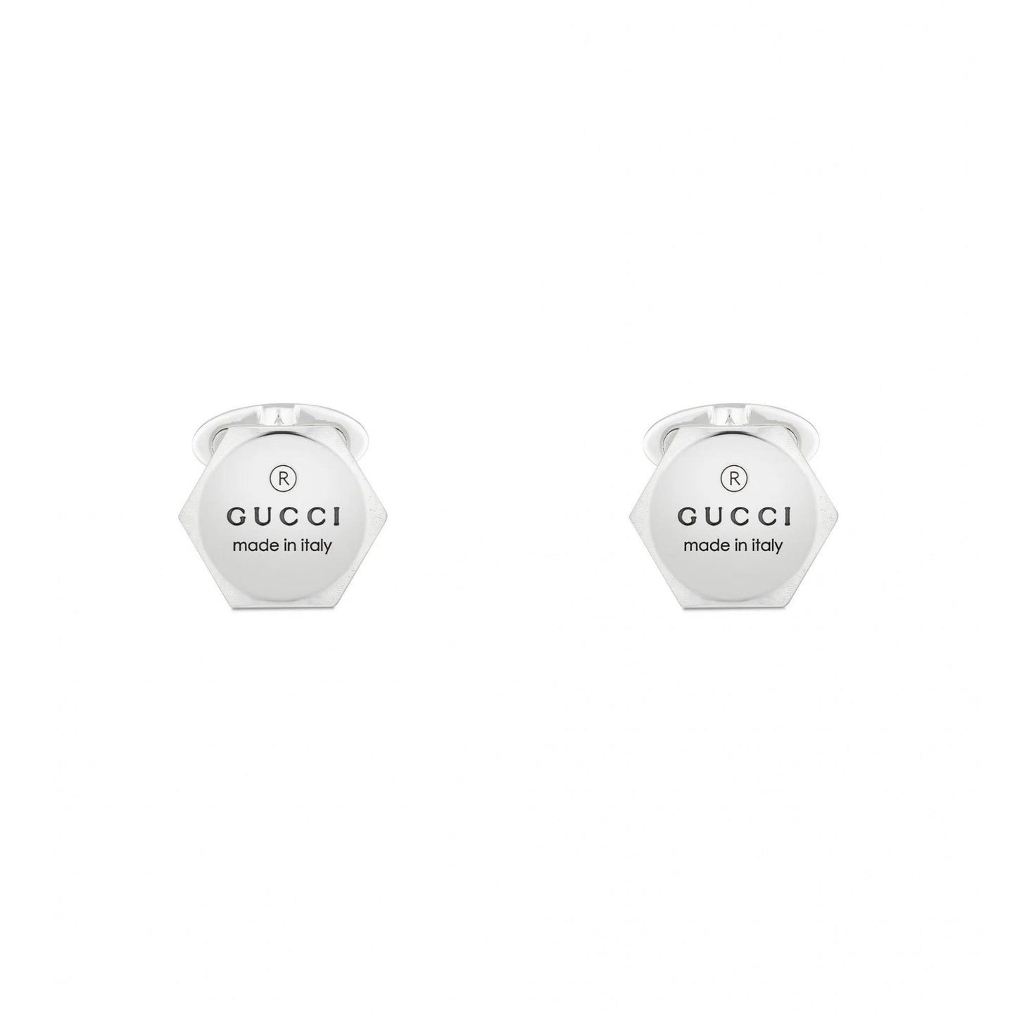 Gucci Trademark Silver Hexagonal Cufflinks