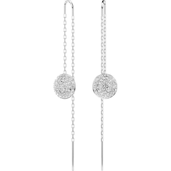 Meteora drop earrings, White, Rhodium plated