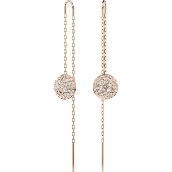 Meteora drop earrings, White, Rose gold-tone plate