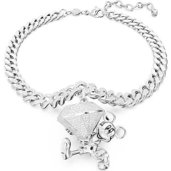 Disney Mickey Mouse pendant, White, Rhodium