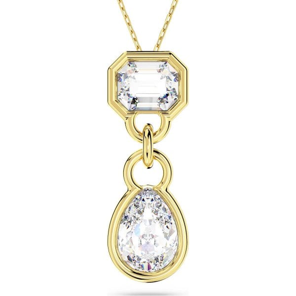 Dextera pendant, Mixed cuts, White, Gold-tone
