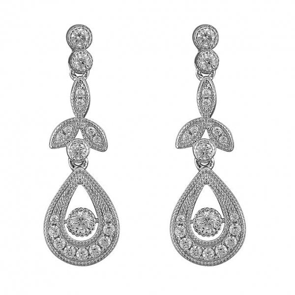Sterling Silver Art Deco Style Earrings with CZ