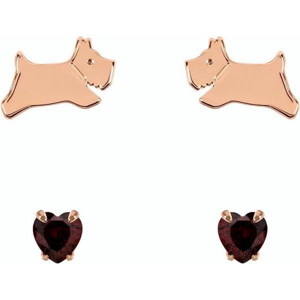 Rose Gold Dog & Ruby Earrings