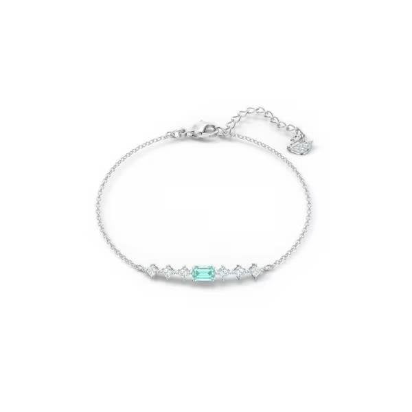 Attract bracelet, Mixed cuts, Blue, Rhodium