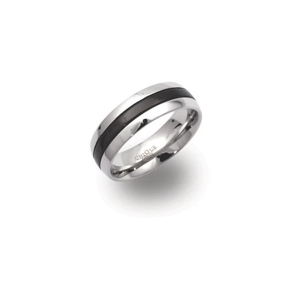 Gents Steel Ring w/ Black IP - Size 66