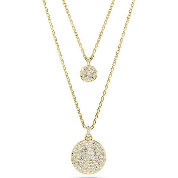 Meteora layered pendant, White, Gold-tone