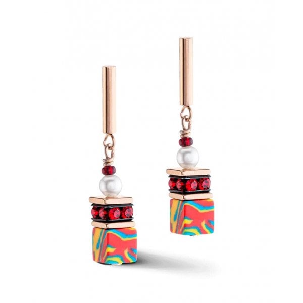 Geocube Fusion Festive Earrings Red