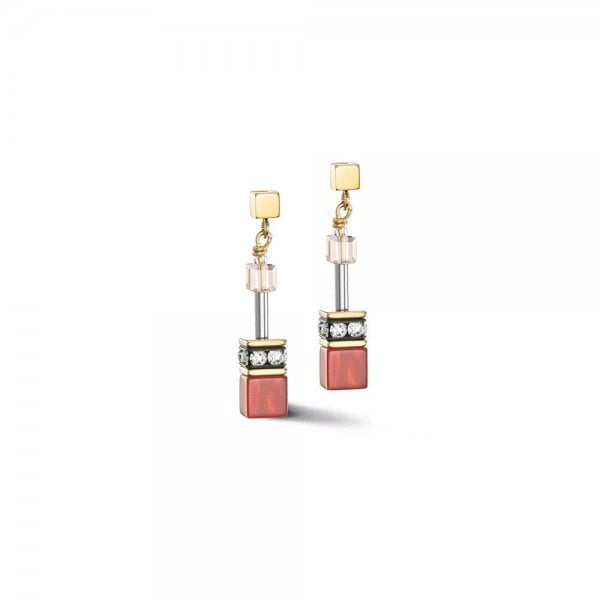 GeoCUBE® Iconic Precious Red-Beige Earrings