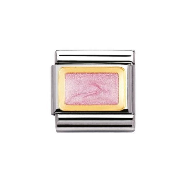 Gold and Pink Glitter Rectangle Charm