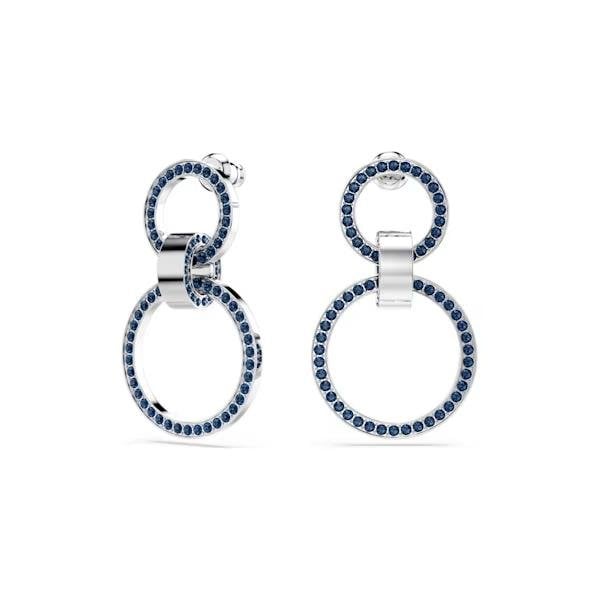 Hollow Blue Rhodium Plated Hoop Earrings