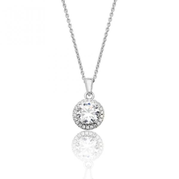 Halo Style Cubic Zirconia Chain Pendant