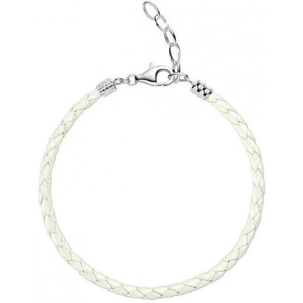 White Metallic Leather Braided Bracelet