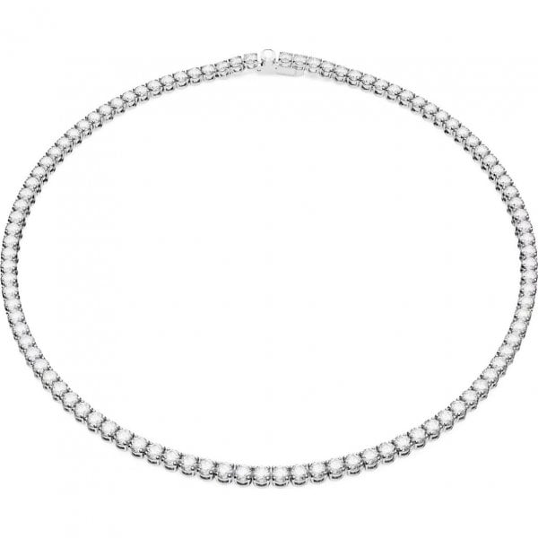 Matrix Tennis necklace, Round cut, White, Rhodium