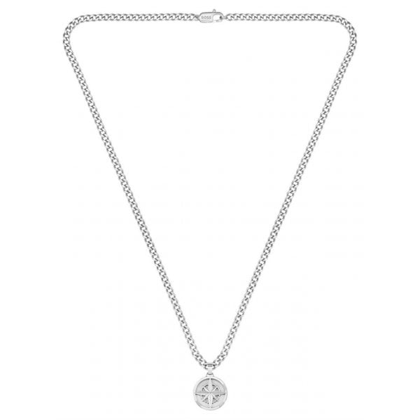 Gents North Stainless Steel Compass Chain Necklace