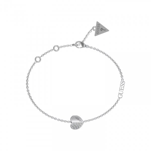 Rhodium Plated Steel Pavé Crystal Heart Bracelet