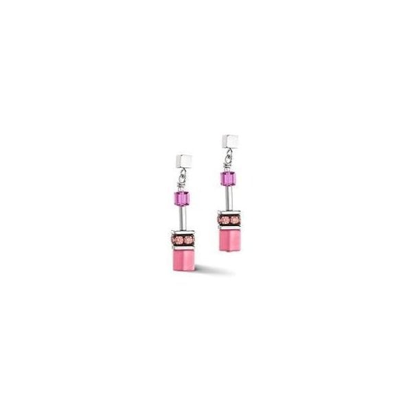 Geo Cube Magenta Earrings