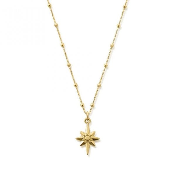 Gold Bobble Chain Lucky Star Necklace