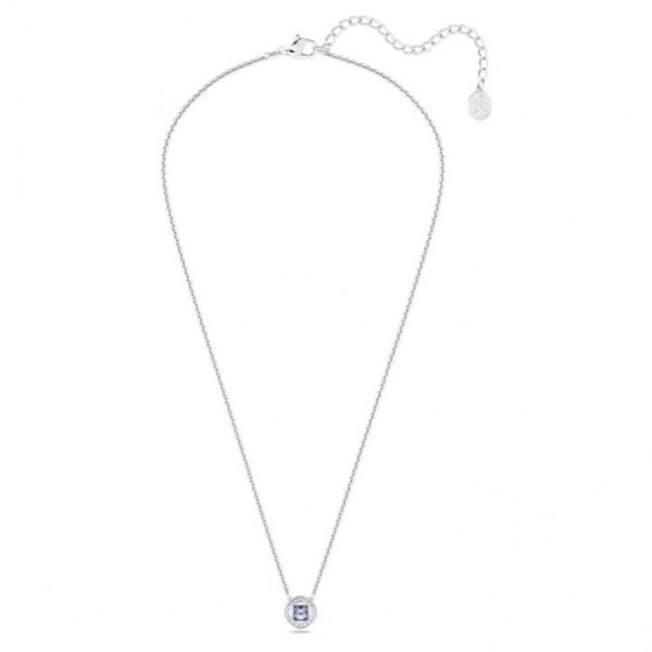 Una Angelic necklace, Square cut, Blue, Rhodium