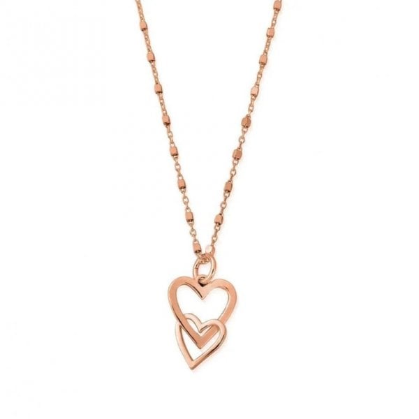 Rose Gold Plated Interlocking Love Heart Necklace
