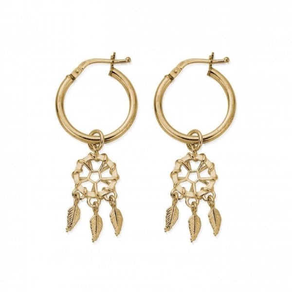 Gold Dream Catcher Hoops