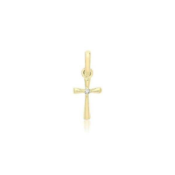 9CT YELLOW GOLD CROSS PENDANT WITH CZ