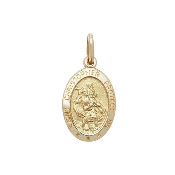 9CT YELLOW GOLD OVL ST CHRISTOPHER PENDANT