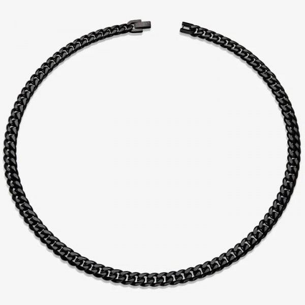 Gents Steel Necklace Matte/Polished Black 50cm