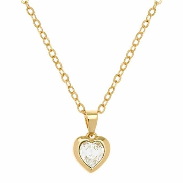 YELLOW GOLD PLATED HANNELA CRYSTAL HEART NECKLACE