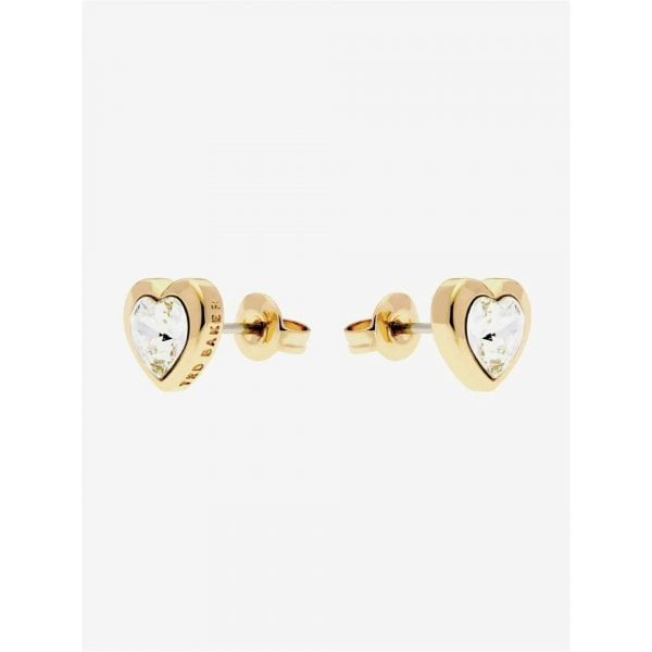 YELLOW GOLD PLATED HAN CRYSTAL HEART EARRINGS