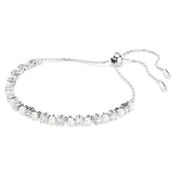 Matrix bracelet, Crystal pearl, Round, White