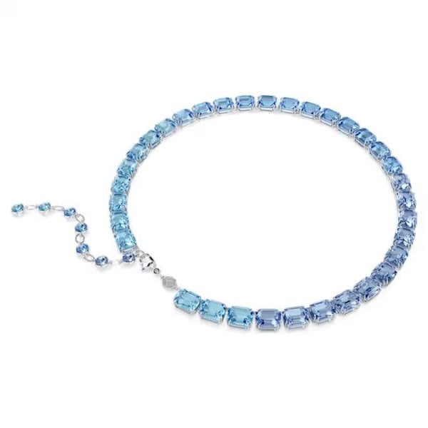 Millenia necklace, Octagon cut, Blue, Rhodium
