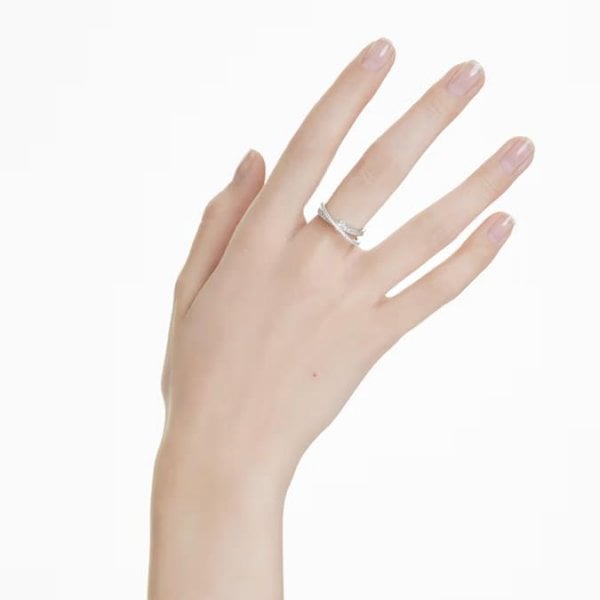 Hyperbola ring, Mixed cuts, White, Rhodium, S60
