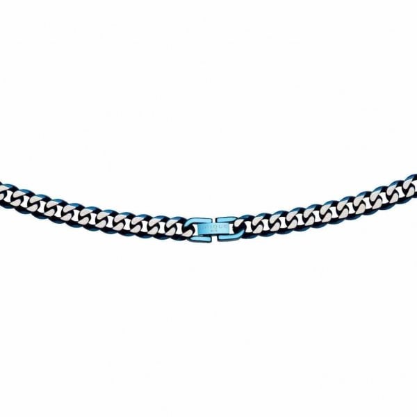 Steel Necklace with Polished Blue IP Plating