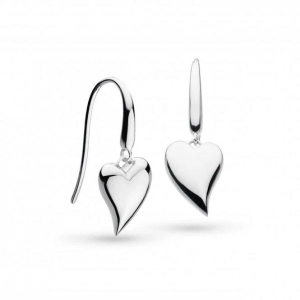 Desire Lust Heart Rhodium Plated Drop Earrings