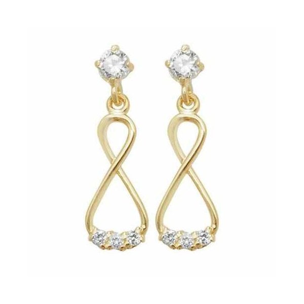9CT YELLOW GOLD CZ INFINITY DROP EARRINGS