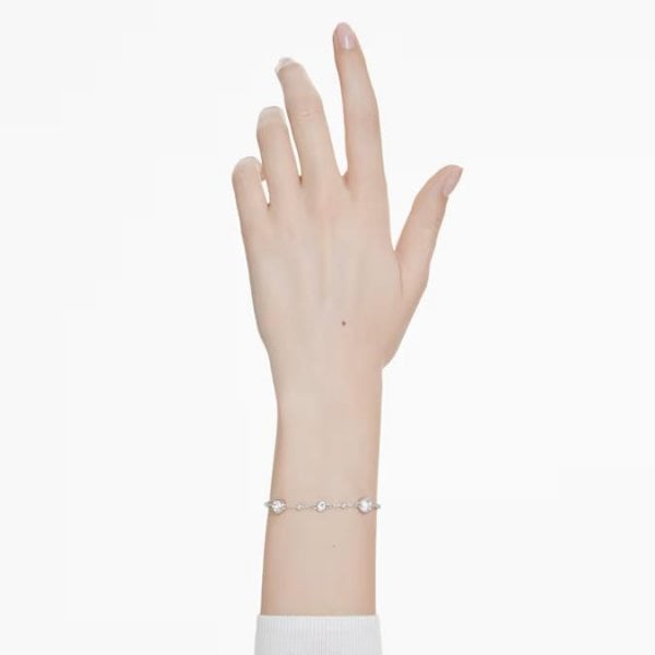 Imber bracelet, Round cut, White, Rhodium