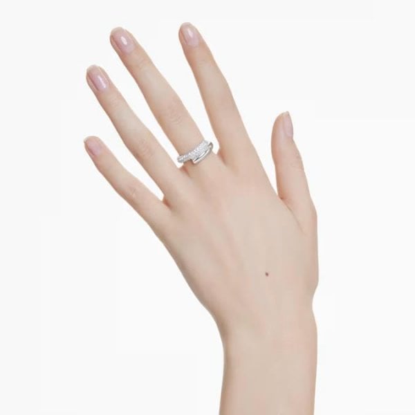Dextera ring, White, Rhodium plated, S58