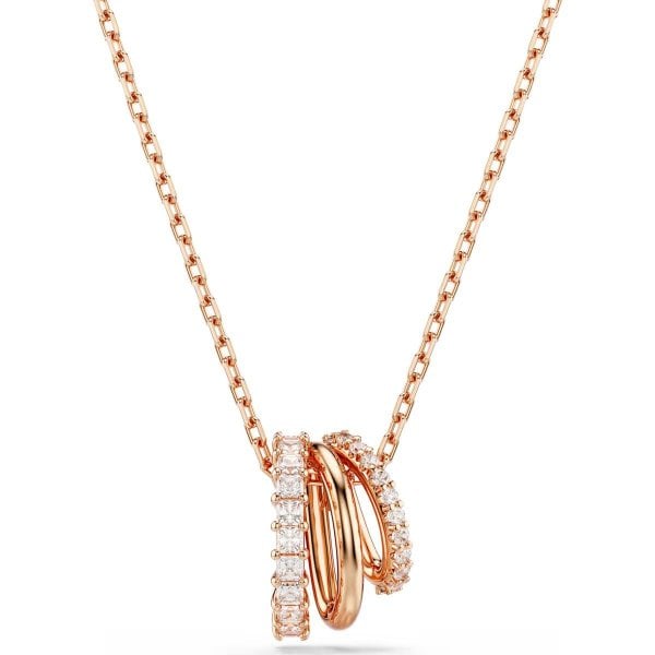 Hyperbola pendant, Mixed cuts, White, Rose gold