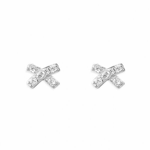 Small cubic zirconia kiss-cross stud Earrings