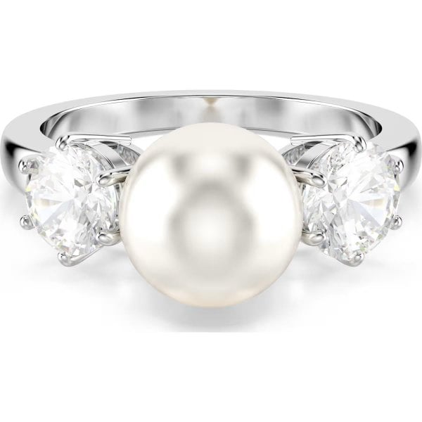 Matrix ring, Crystal pearl, Round cut, White, S60