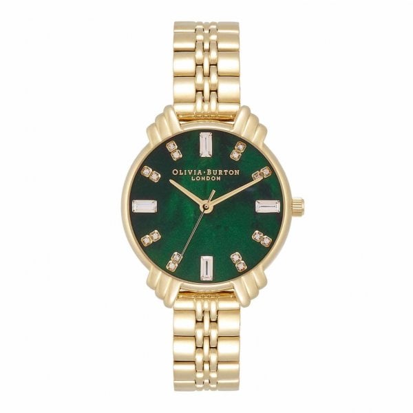 Art Deco Midi Dial Emerald Green & Gold Watch
