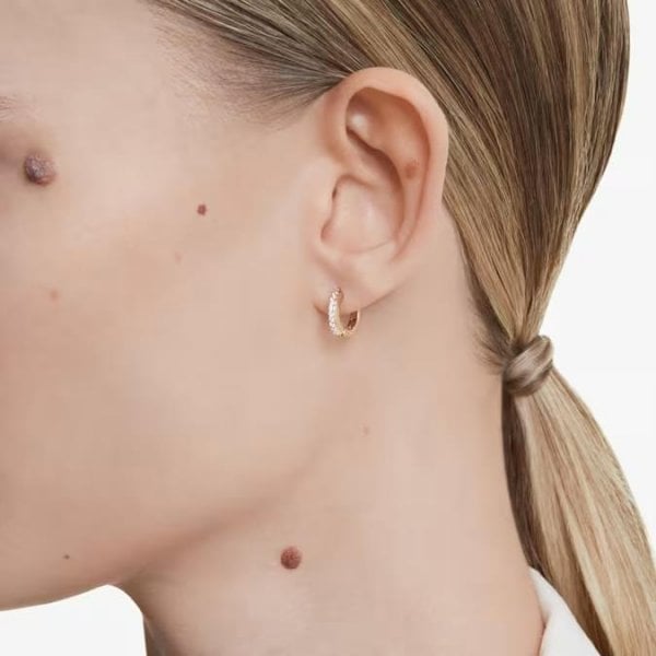 Matrix hoop earrings, Round cut, White, Rose gold